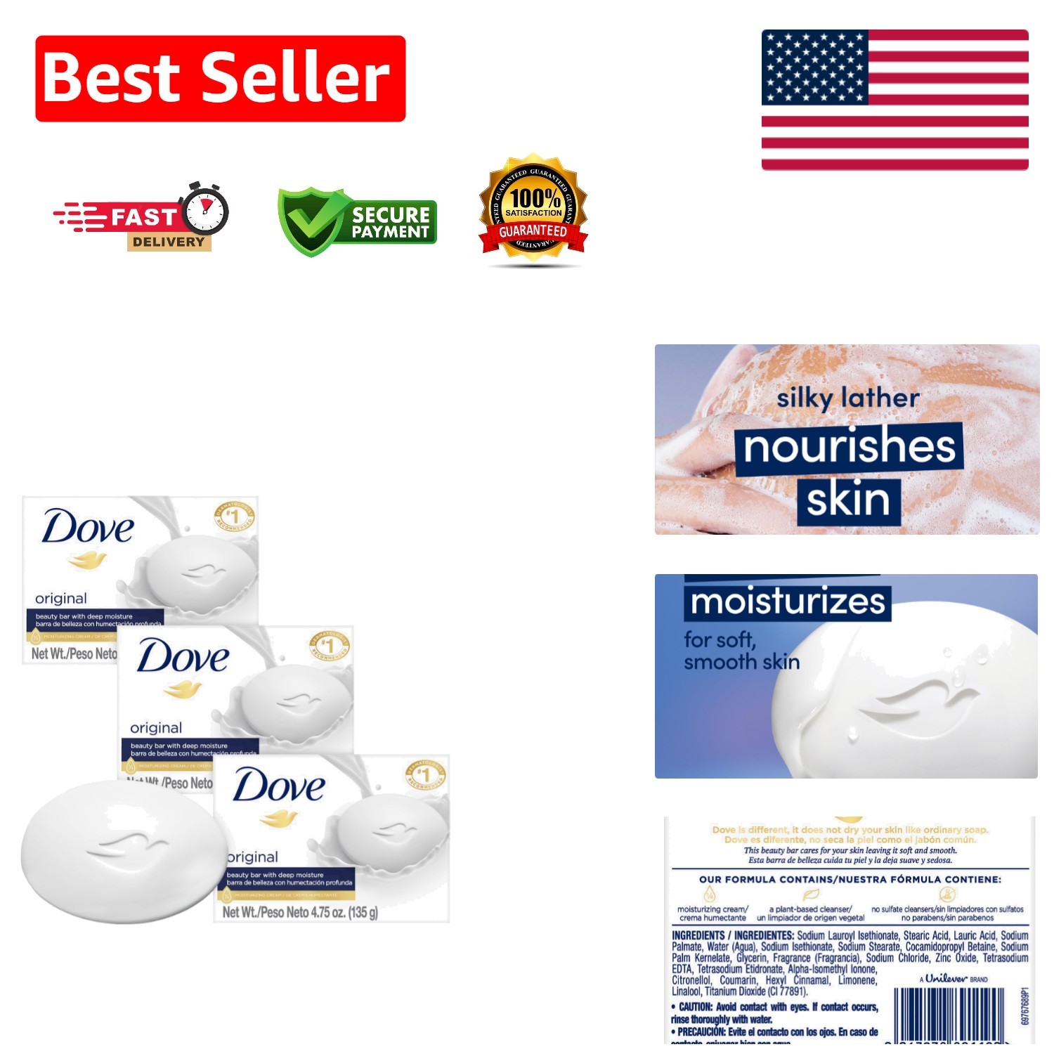 Organic Cucumber & Tea Tree Moisturizing Soap Bar – Pack of 3 for All Skin Types