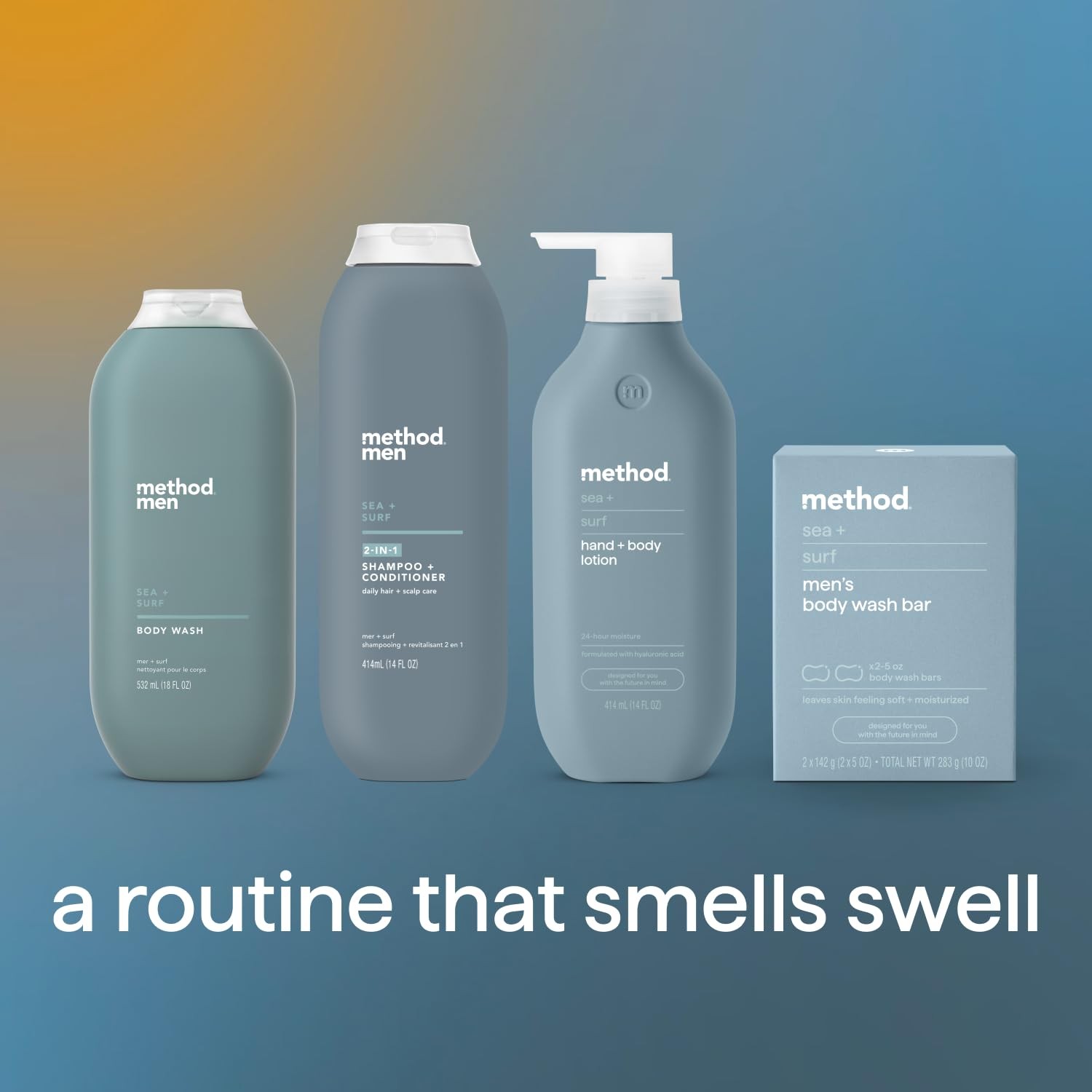 Method men’s Body Wash, Sea + Surf – 18 Fl Oz (Pack of 6), +