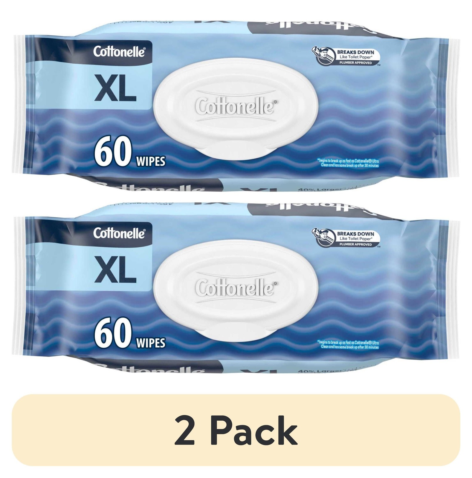(2 pack) Cottonelle Ultra Fresh XL Flushable Wet Wipes, 1 Flip-Top Pack