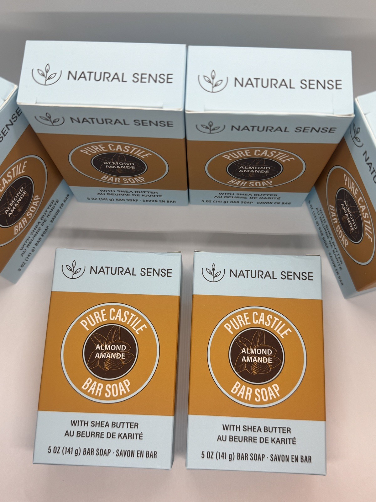 Lot (6) Pure Castile Bar Soap ea. 5 Oz, Almond, Shea Butter, Olive & Coconut Oil