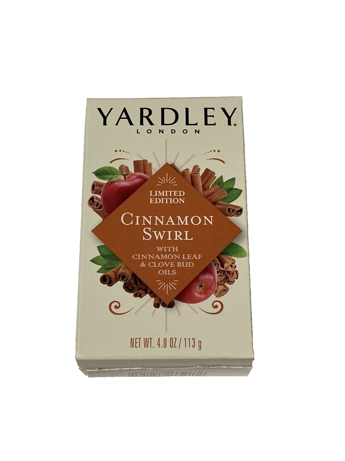 Yardley London Cinnamon Swirl Limited Edition Soap Bar Clove Bud Oils New 4 oun.