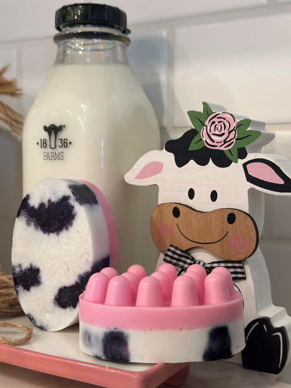 Cow print goat milk soap