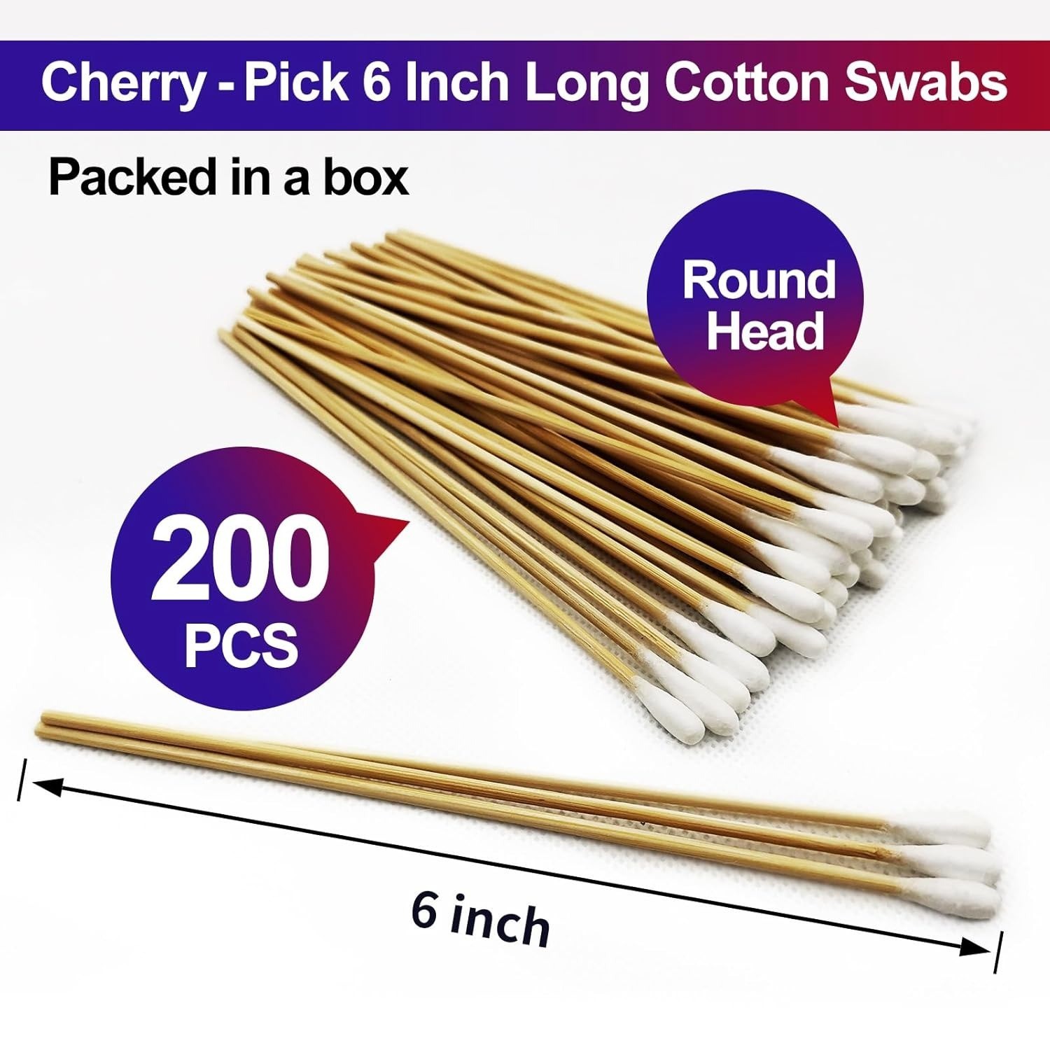 200pc Cotton Swabs Swab Q-tips 6″ Long Wood Medical Grade Manufacturer Sealed