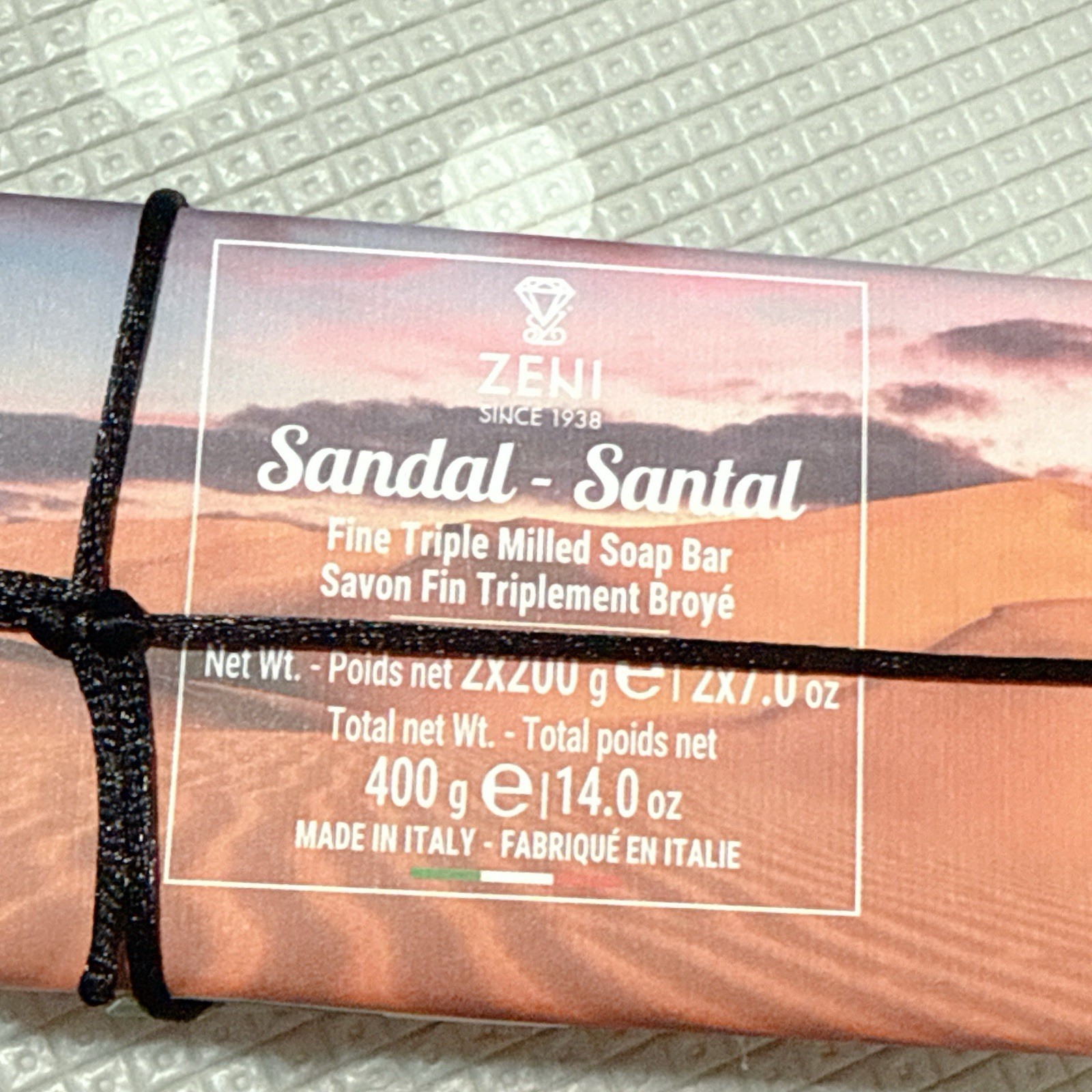 Zeni DIAMANTE Fine Triple Milled ITALIAN Bar Soap 2x7oz Sandal Sandalwood