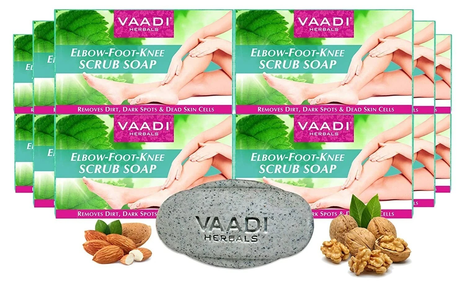 Vaadi Herbals Elbow Foot Knee Scrub Soap with Almond and Walnut Scrub, 75 gm