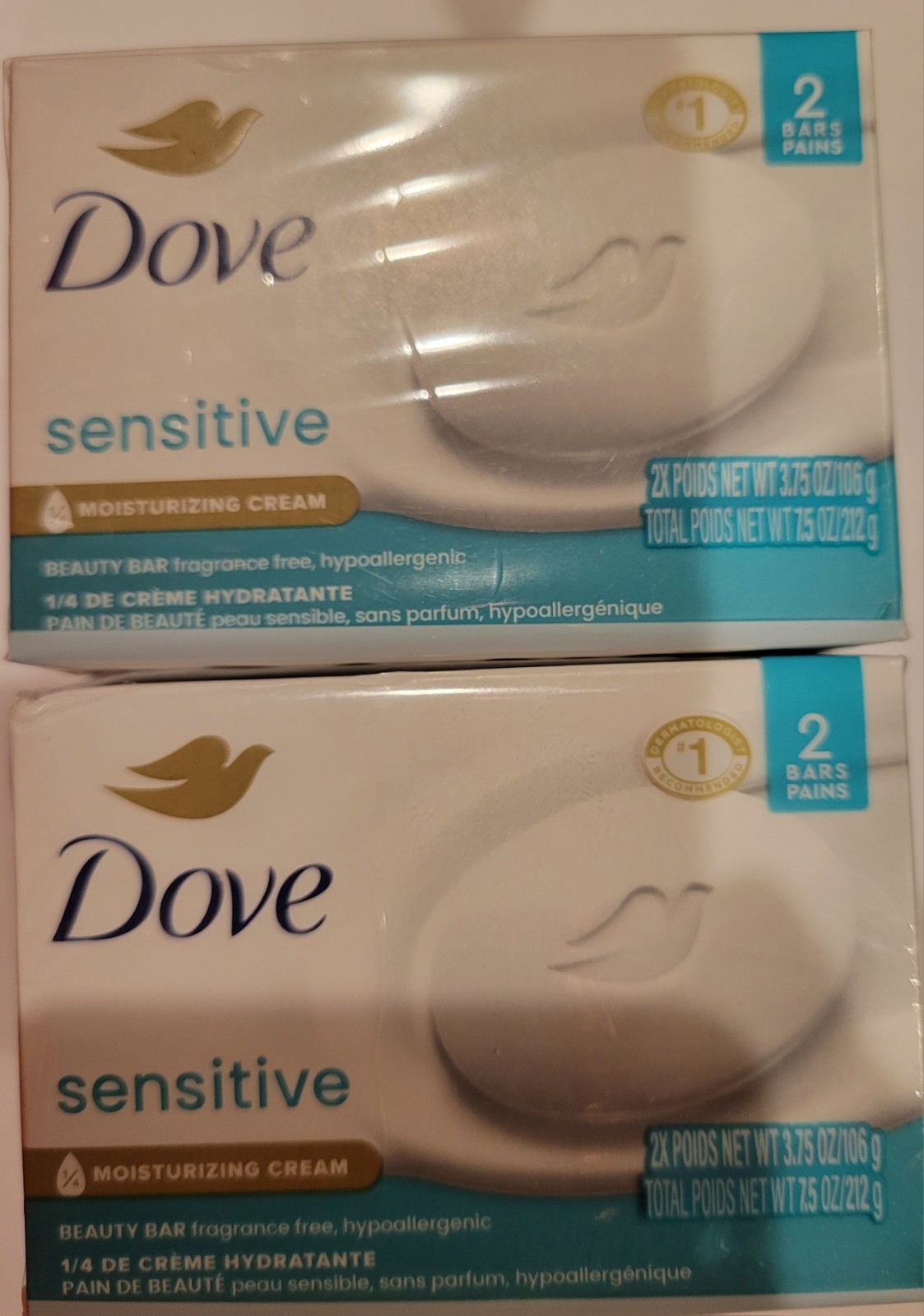 2 Ct Dove Sensitive Beauty Bar 3.75 oz each Total 4 *BRAND NEW *