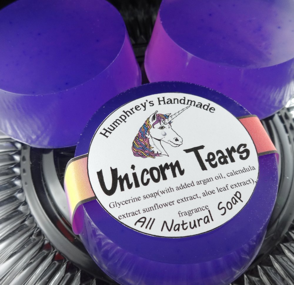 UNICORN TEARS Womens Shave & Shampoo Soap Round Bar Argan Oil Cherry Coconut