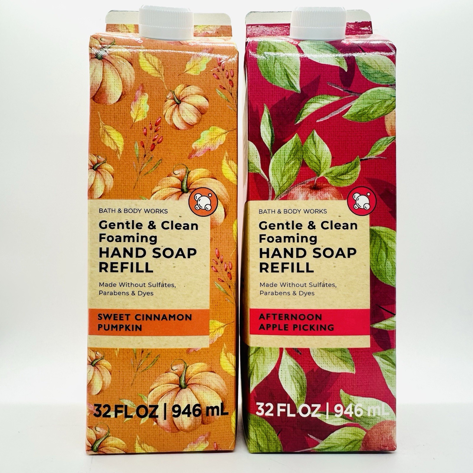 2/BATH & BODY WORKS CINNAMON PUMPKIN & APPLE FOAMING HAND SOAP REFILL 32 OZ EACH