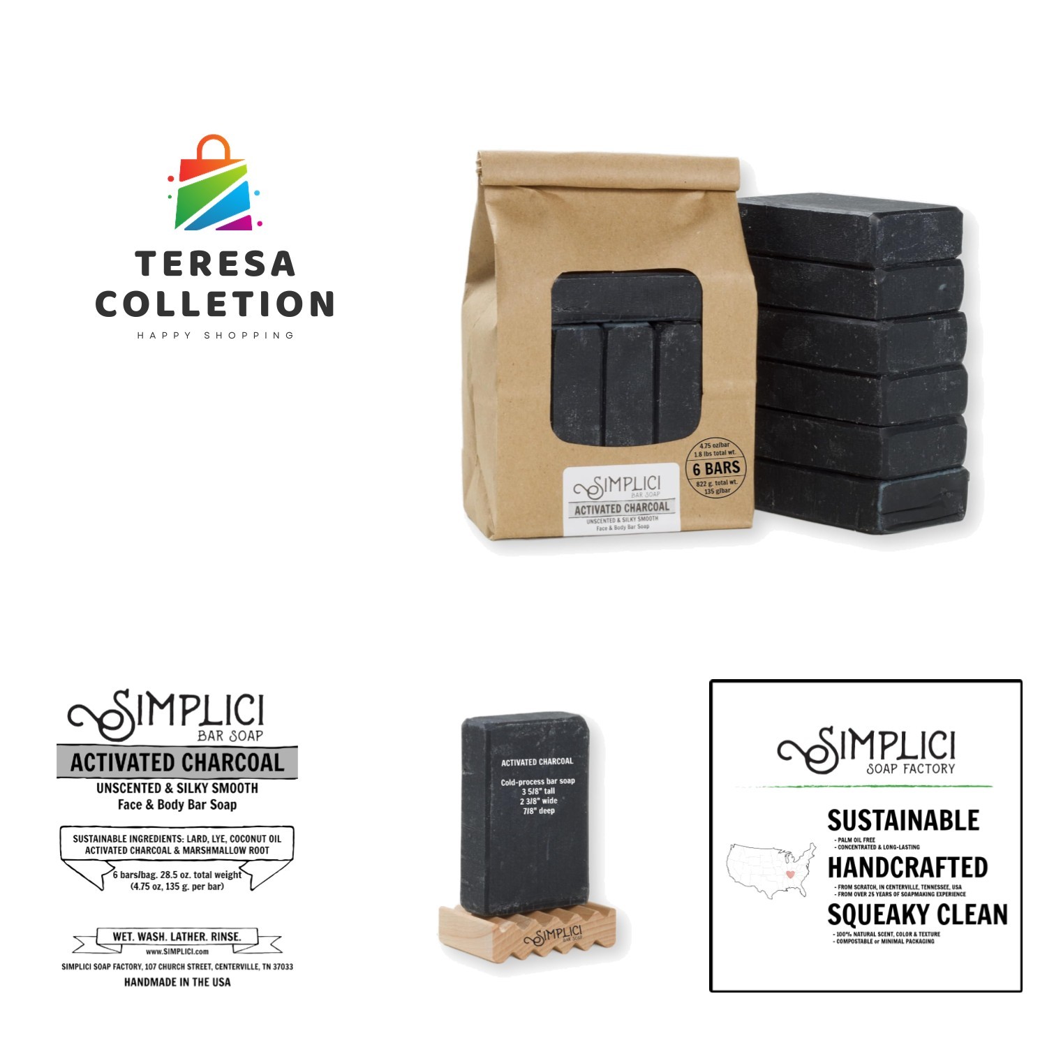 Activated Charcoal Natural Soap smooth + for sensitive skin 6 Bar Value Bag. …