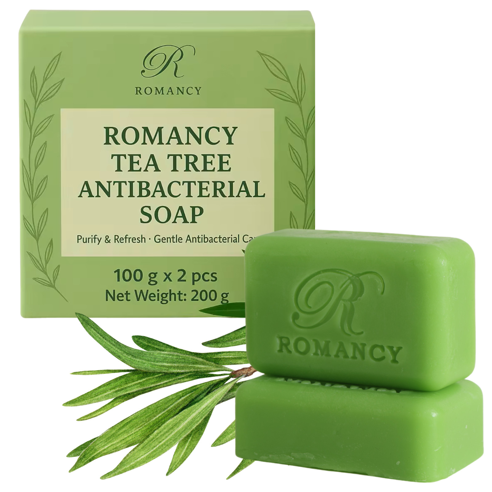 Tea Tree Antifungal Soap Bar 2 Pack – Face & Body Antibacterial Cleanser