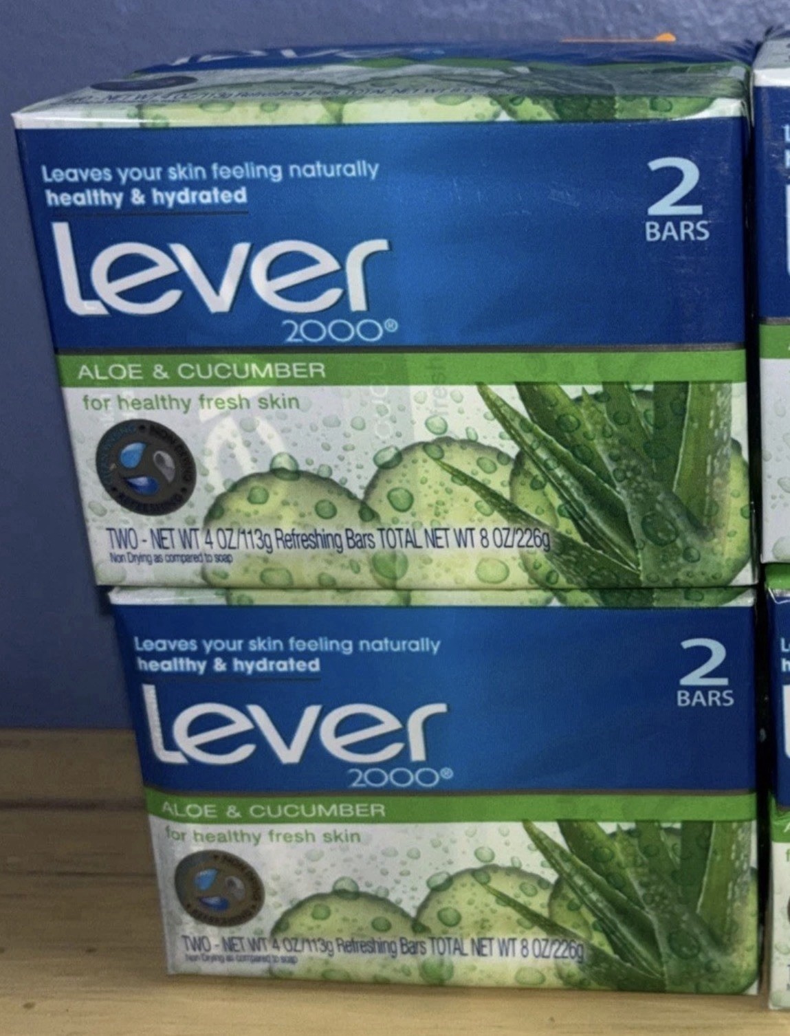 Lever 2000 Fresh Aloe Cucumber Bar Soap Made In Mexico Lot of 4 Bars New Sealed