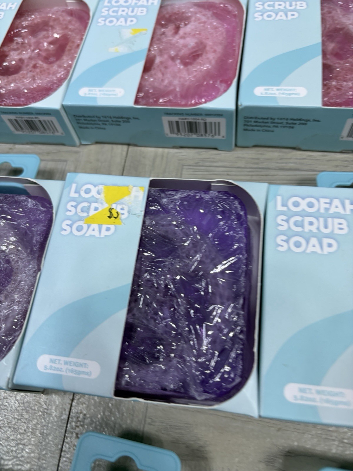 Lot of 28 five below loofah soap scrub 5.82 oz each pink purple new