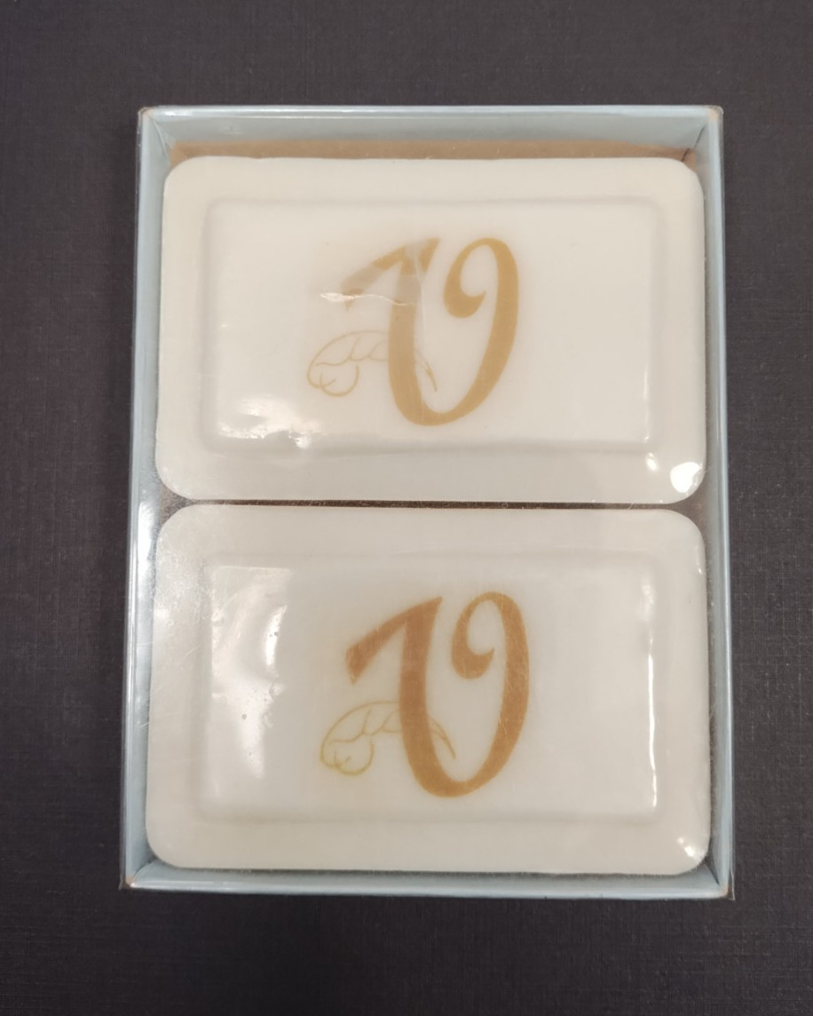 2 Bars of Vintage Katherine Gray French Milled Soap Monogram Letter U Sealed NOS