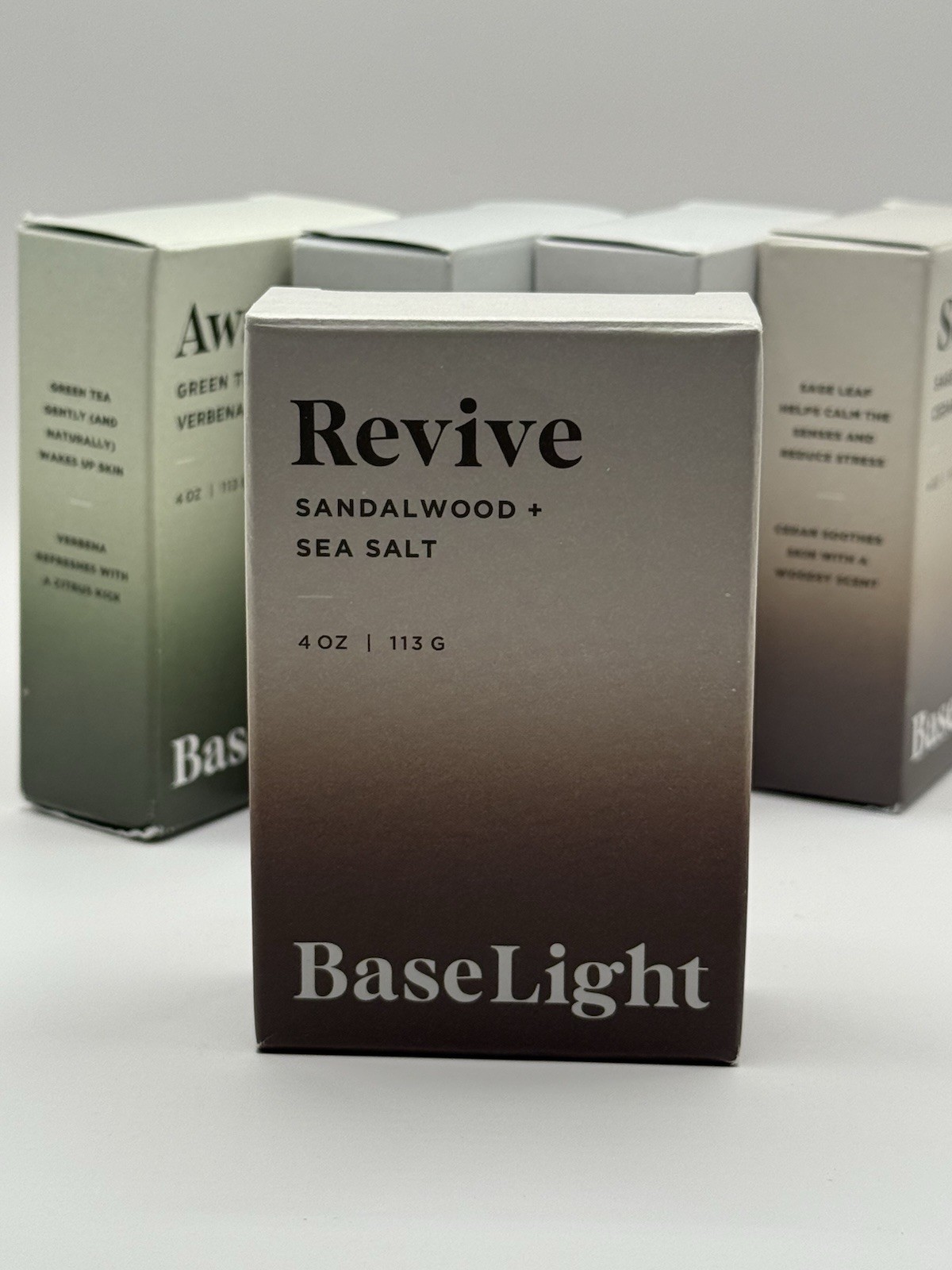 BaseLight Soap Bar Set Variety Pack 5x4oz Awaken Detox Soothe ~ New