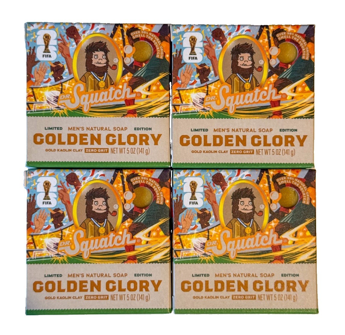 Dr. Squatch Golden Glory Soap (2 Pack) – Limited Edition FIFA Discontinued Bricc