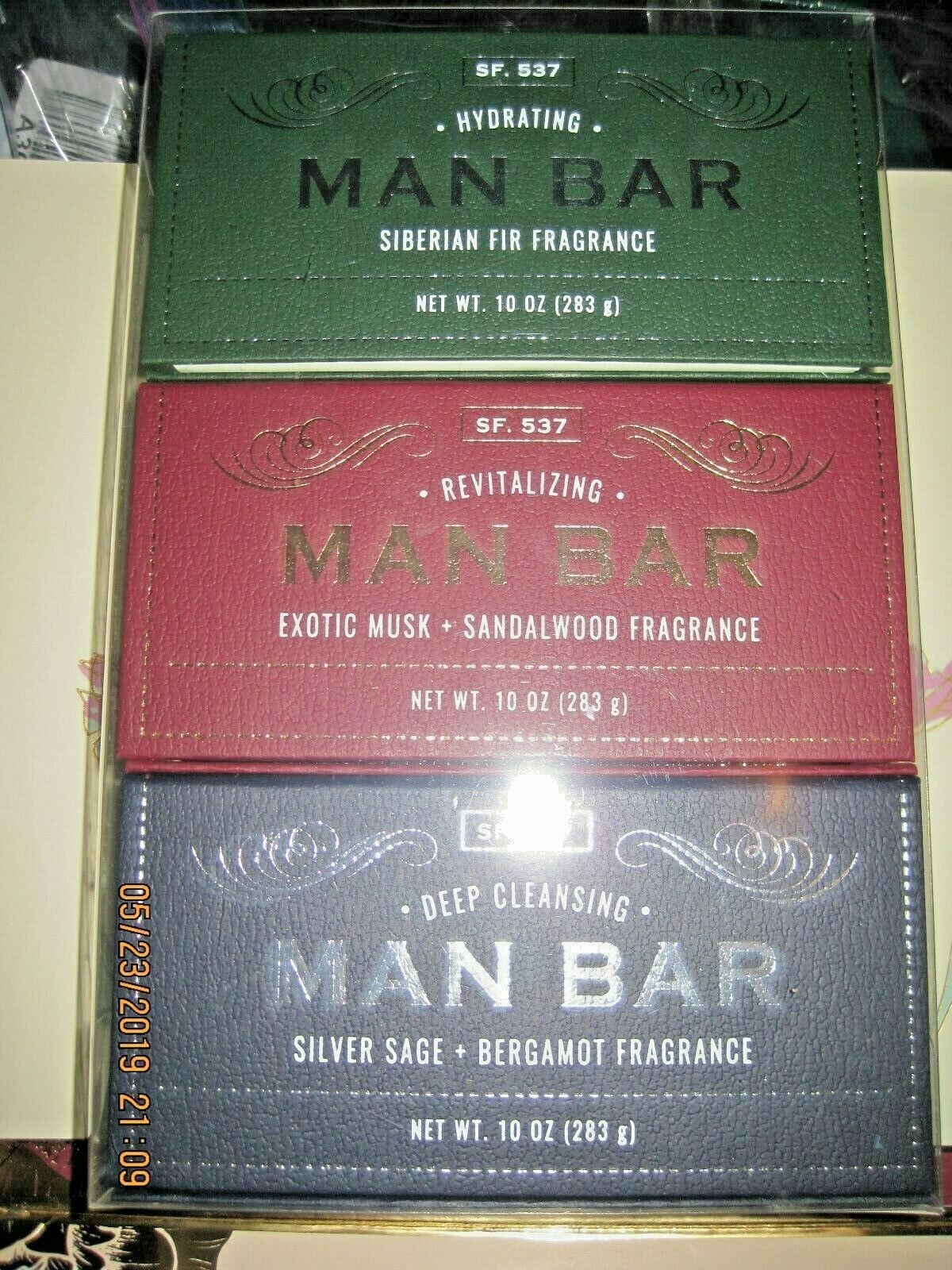 SAN FRANCISCO SOAP COMPANY MAN BAR SET MUSK + SANDALWOOD,SILVER SAGE,FIR 10ozEA