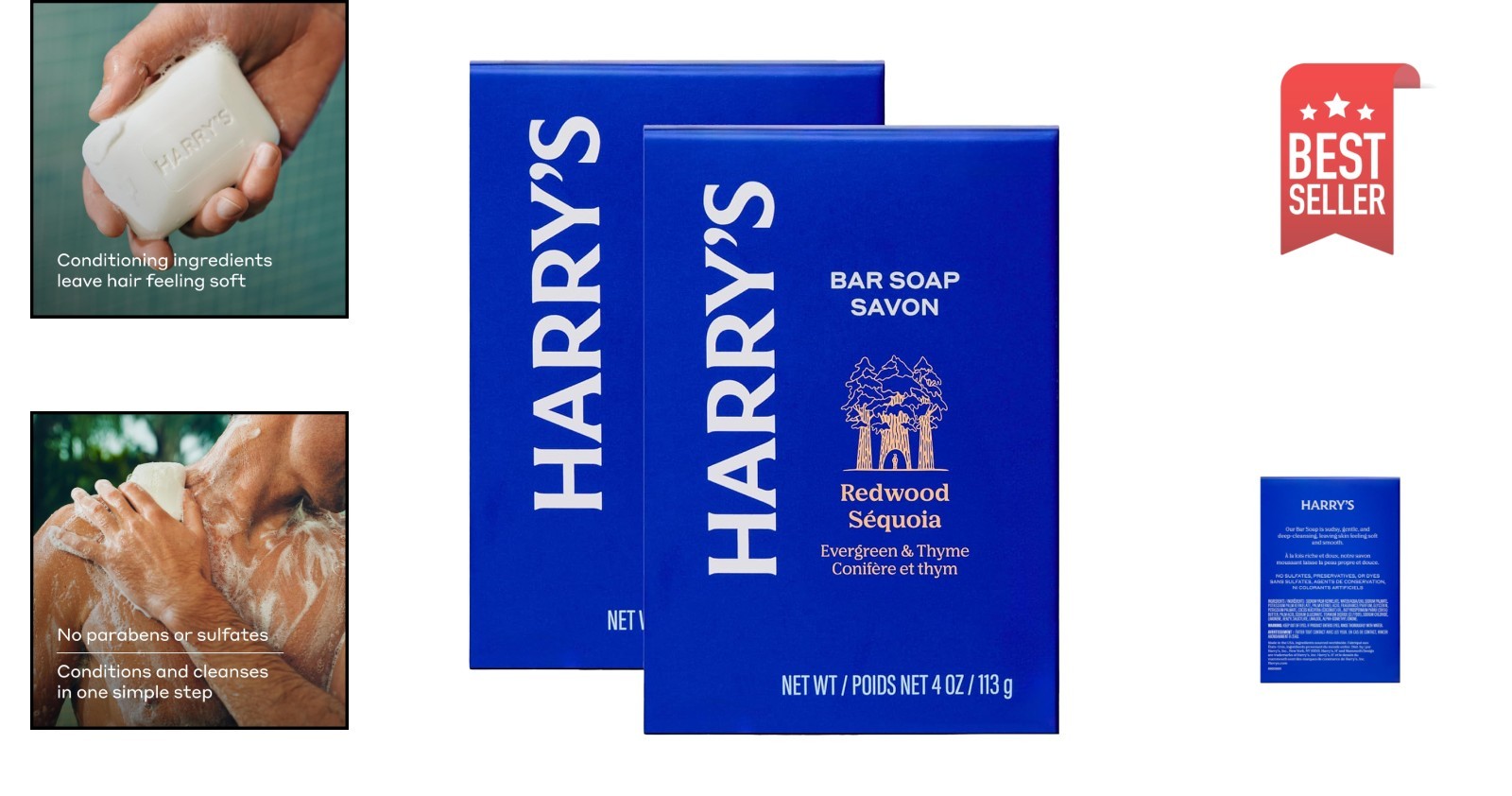 Gift-Ready Men’s Bar Soap with Rich Redwood Scent – 4 oz, 2 Bars – Eco-Friendly
