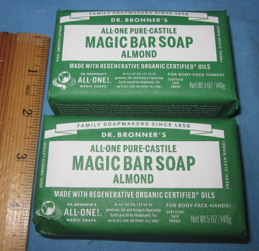 Two Bars of Dr. Bronner’s Magic Bar Soap ~ Almond