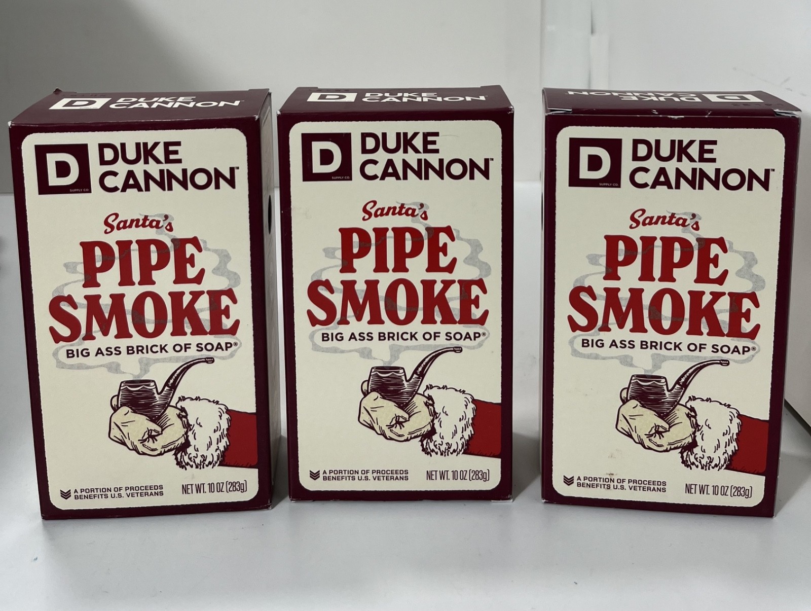 (3) Duke Cannon SANTA’S PIPE SMOKE Big Ass Brick Of Soap 10 oz.each – NEW