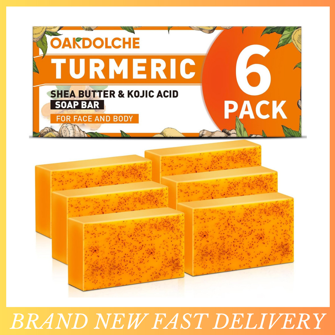 6 Pack Turmeric Kojic Acid Soap Bars Retinol Collagen Vitamin E 60g Each
