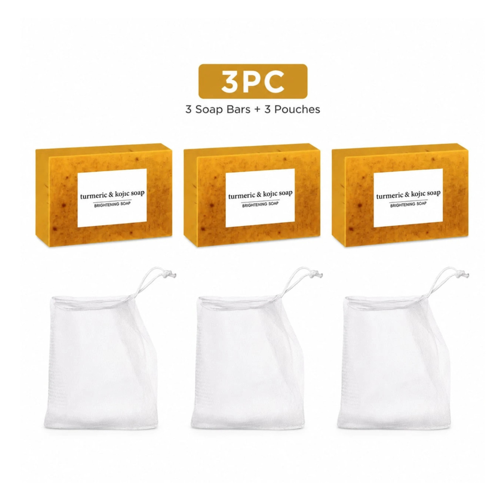 Turmeric Acid Soap Lemon Brightening Soap Bar Handmade Cleansing Mesh Net