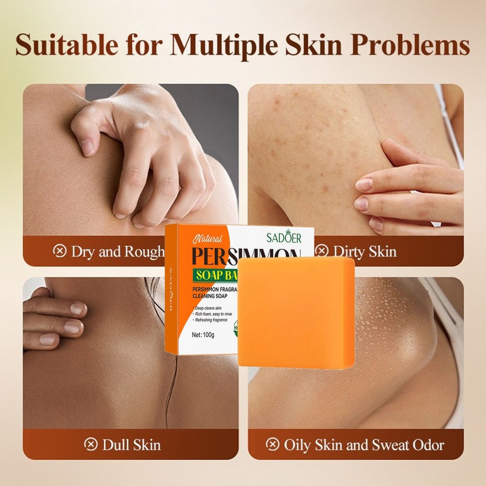 100g Persimmon Moisturizing Bath Soap Body Odor Control Full Body Deep Cleaning