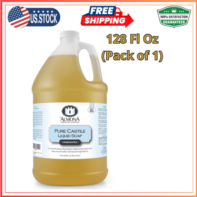 La Almona – Pure Castile Liquid Soap Unscented, 1 Gallon