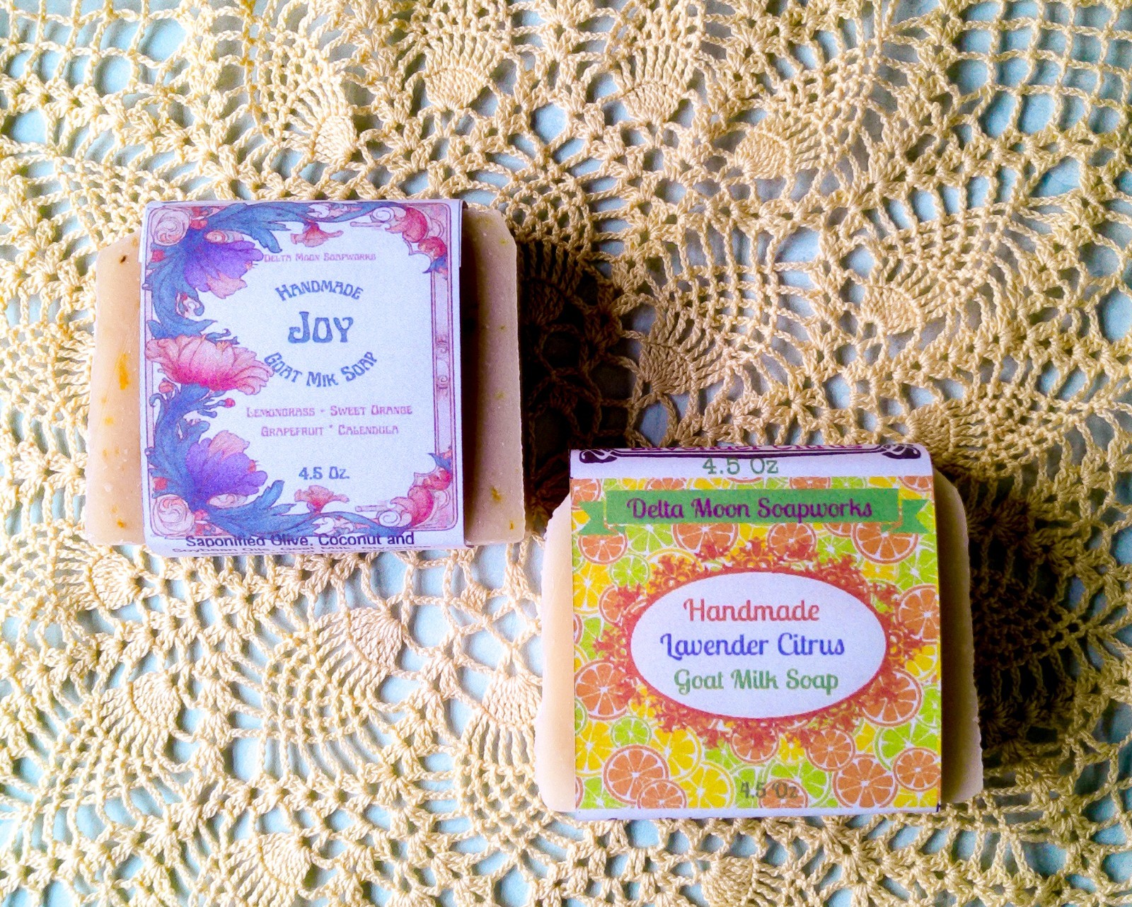 Handmade Lavender Citrus and Joy Goat Milk Soap, + samples, ships fast