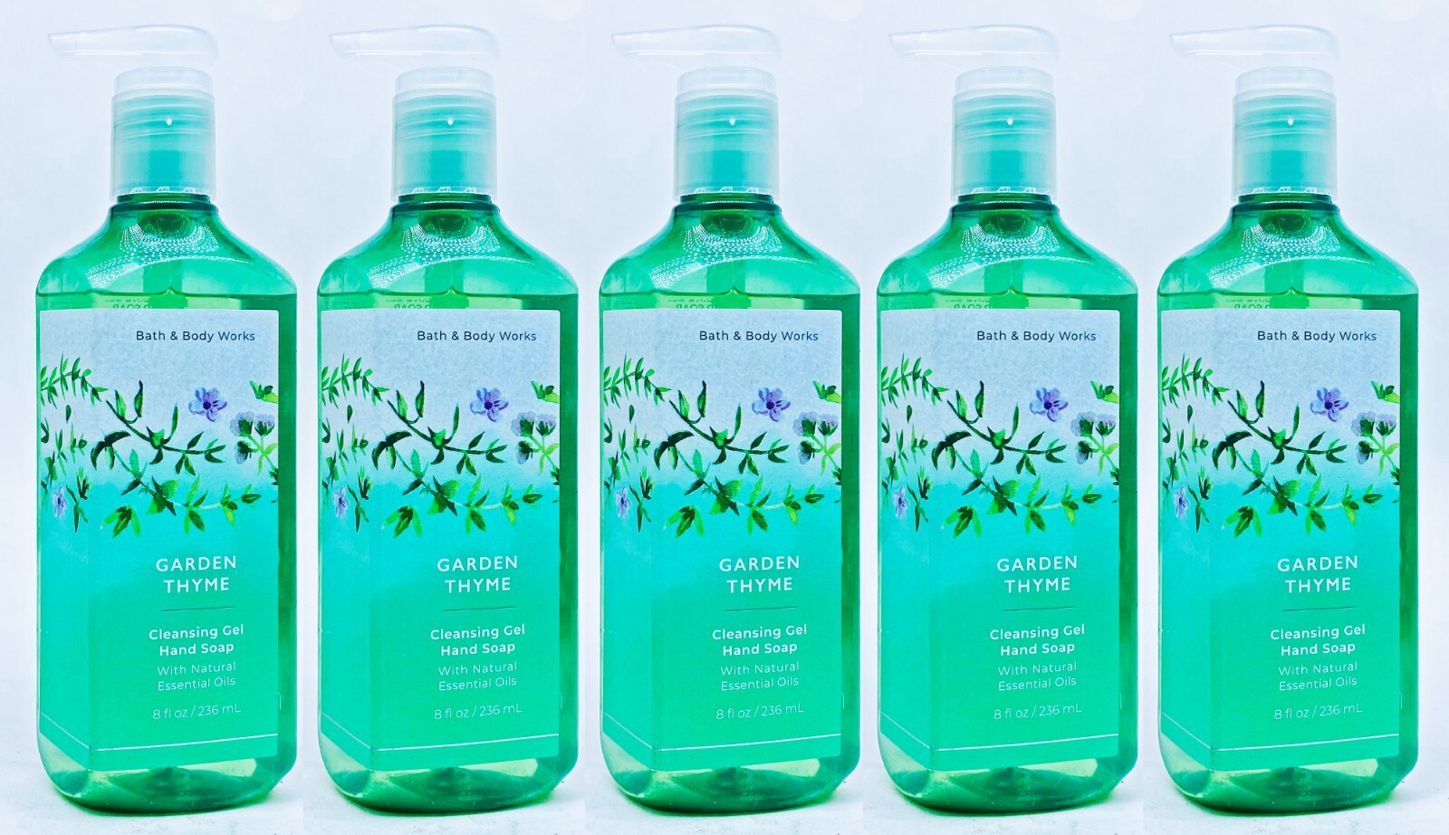 5 Bath & Body Works GARDEN THYME Cleansing Gel Hand Soap 8.0 oz