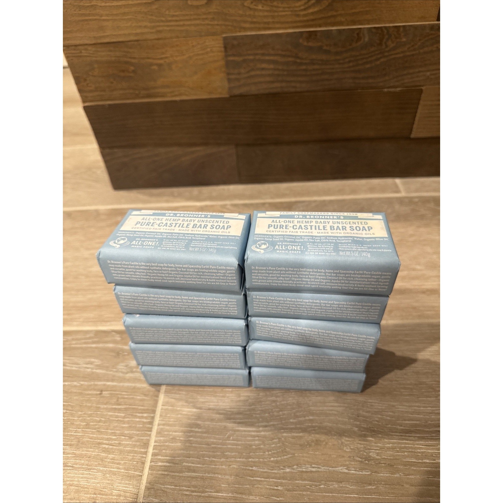 10 Pack Dr Bronner’s All-One Hemp Baby Unscented Pure Castile Bar Soap Organic