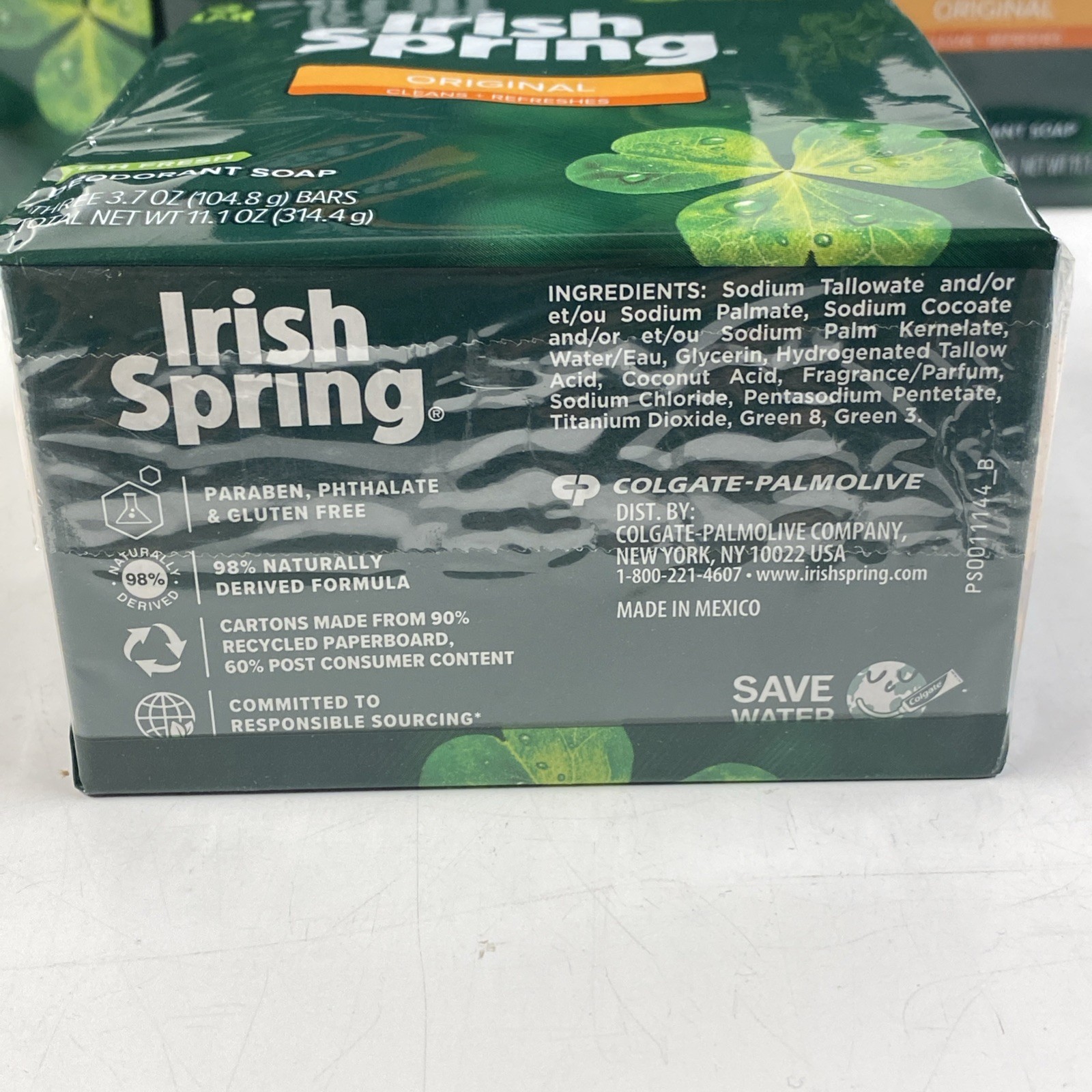 LOT x15 IRISH SPRING Original Bar Soap NO FLAXSEED LINSEED OIL Free Discontinued