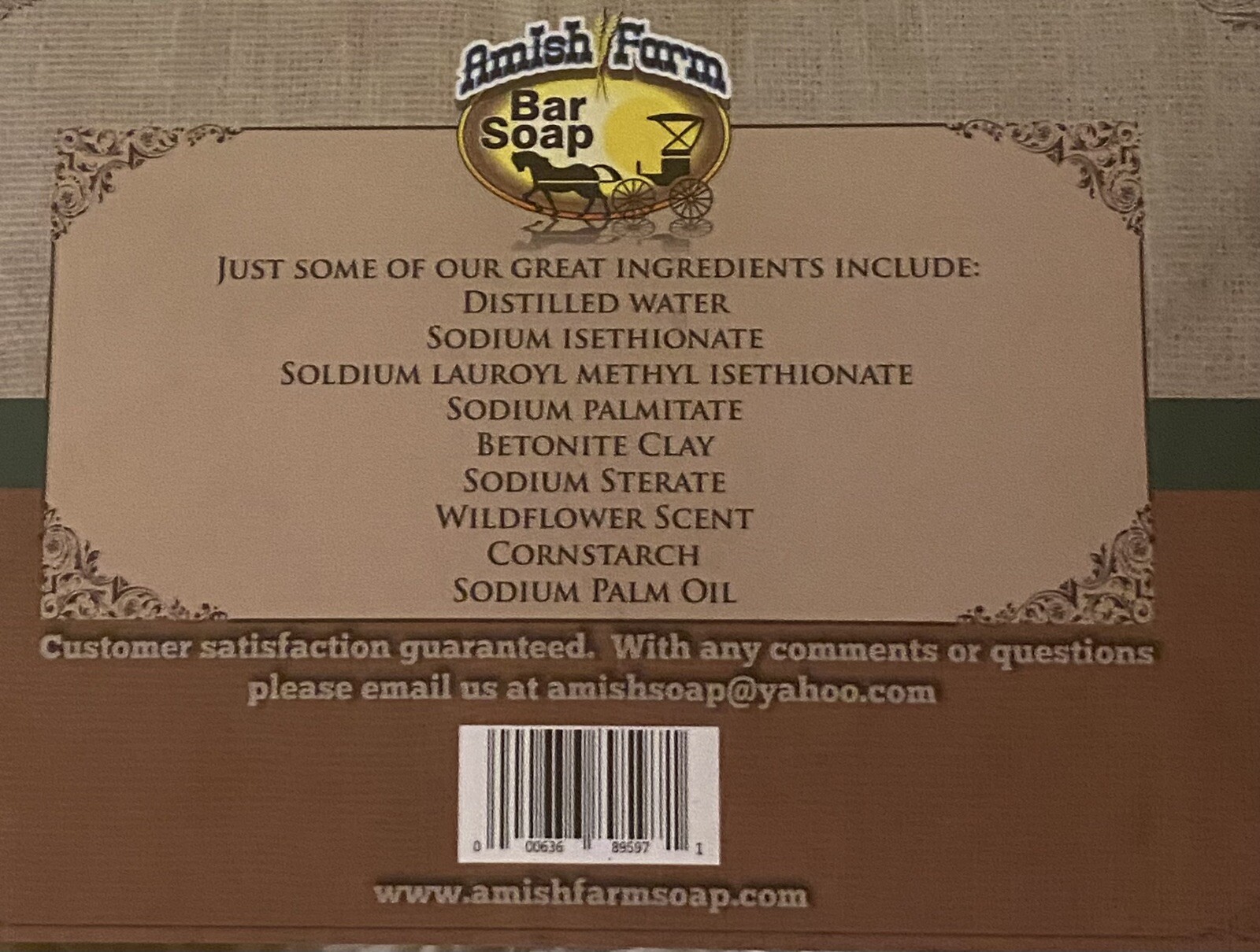 Amish Farm Handcrafted Natural Ingredients Bar Soap 6 Huge 6+ oz Bars in Box
