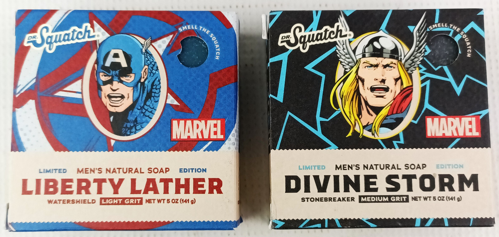 Dr Squatch MARVEL Mens Natural Soap x2 Liberty Lather Divine Storm Superheroes