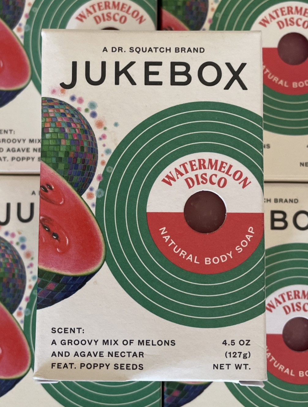 9 Dr. Squatch Jukebox Watermelon Disco Natural Body Soap Heavy Scrub 4.5 oz