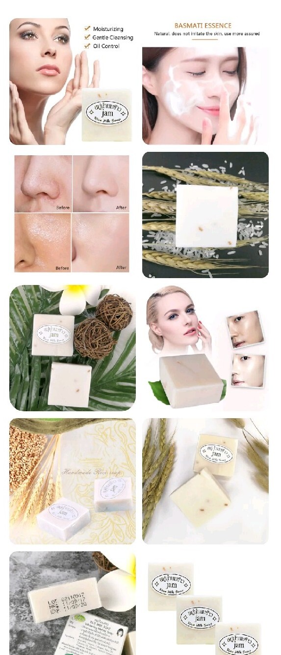 2×Thai Jasmine Rice Milk Handmade Herbal Soap Whitening Acne Body & Face 65g