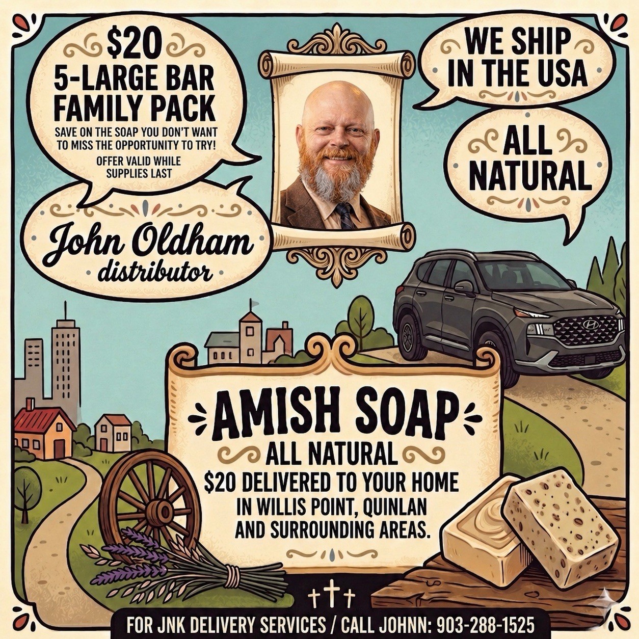 Amish Country Bar Soap Pack Of 5 Big 7 oz Bars – See Description – Free Shipping