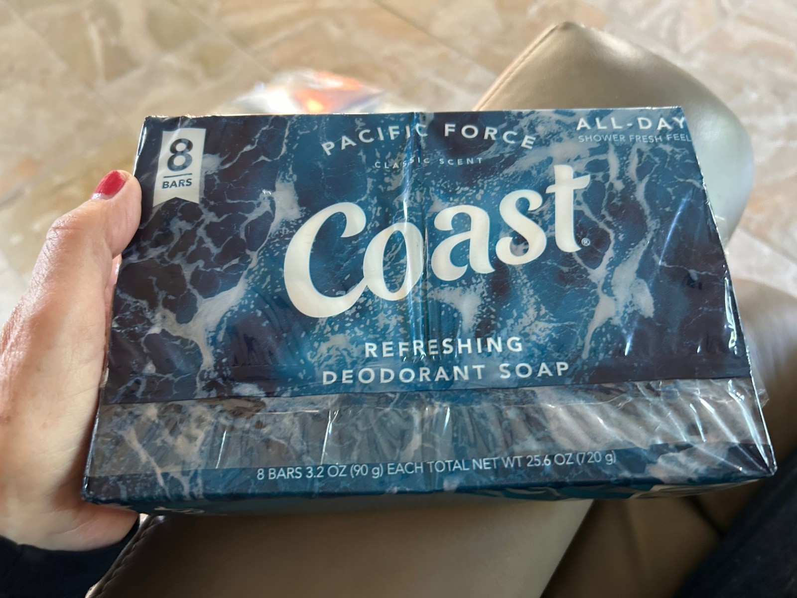 Coast PACIFIC FORCE Deodorant Bar Soap 3.2 oz, All Skin Types, 8 Bars