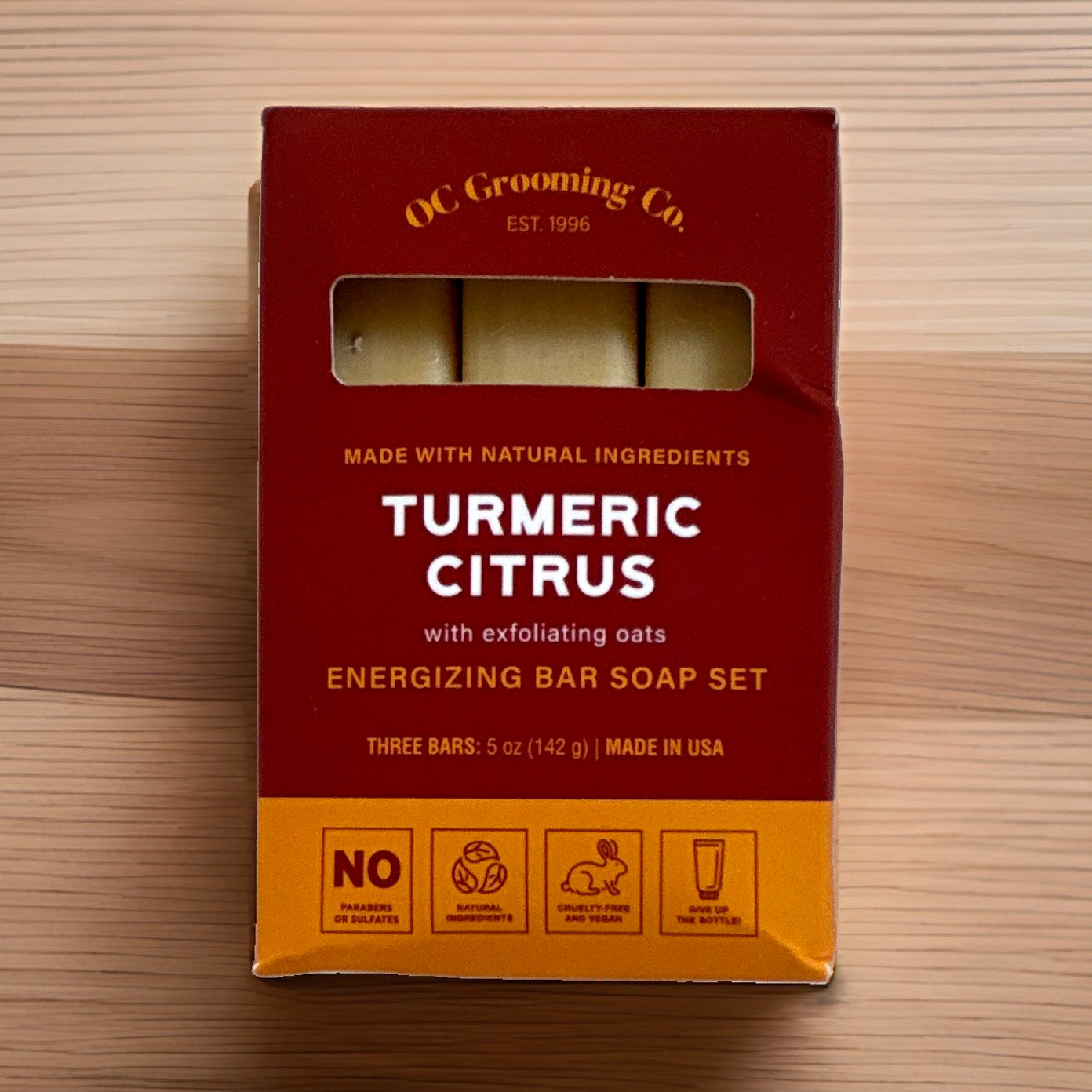 OG Grooming Co. Turmeric Citrus Energizing Bar Soap Set 3 x 5 oz Vegan USA
