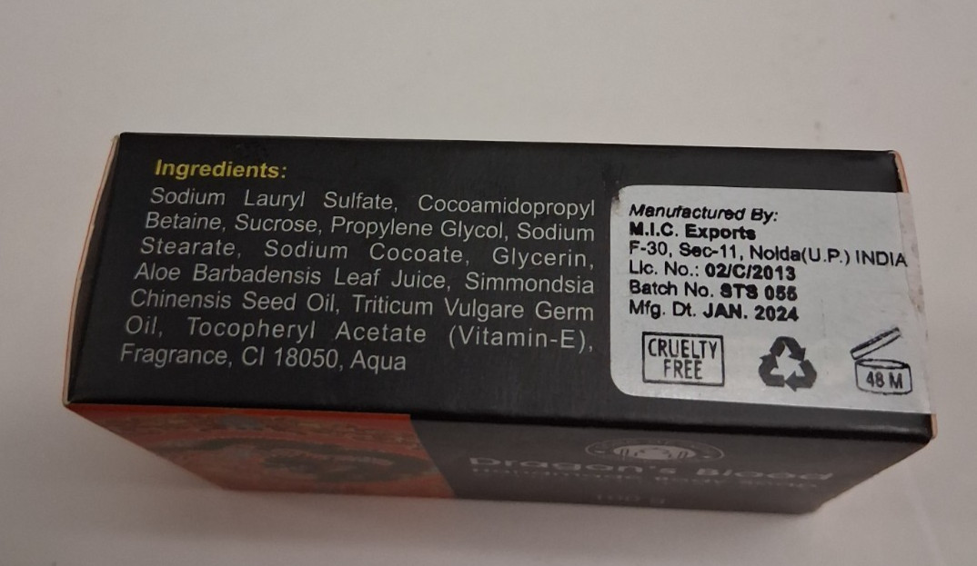 SONG OF INDIA DRAGON’S BLOOD HANDMADE BODY SOAP ESSENTIAL OILS 100G Bar R-EXPO