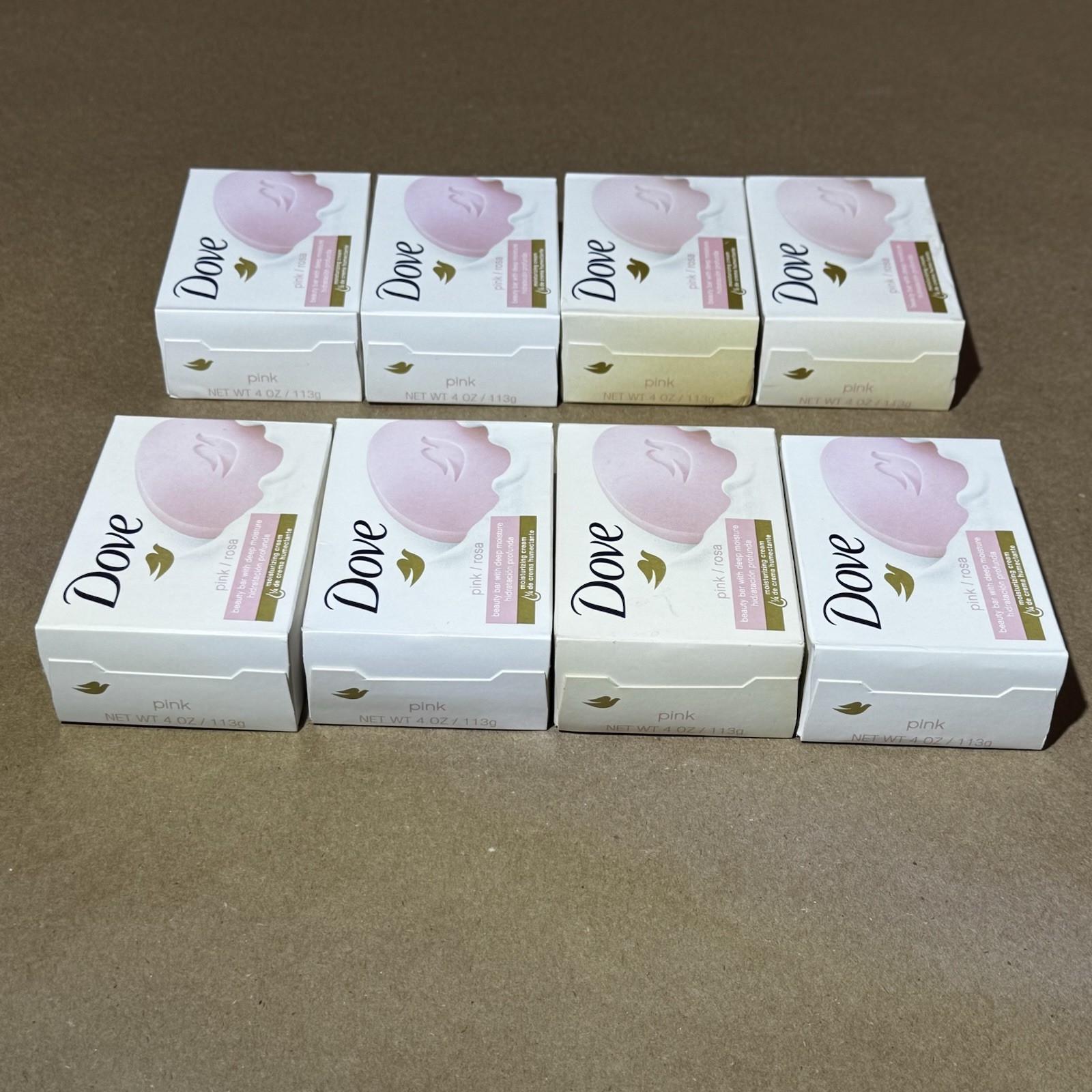 NOS 8) 4oz Dove Unilever Pink Rosa Beauty Bar Soap 1/4 moisturizing Cream