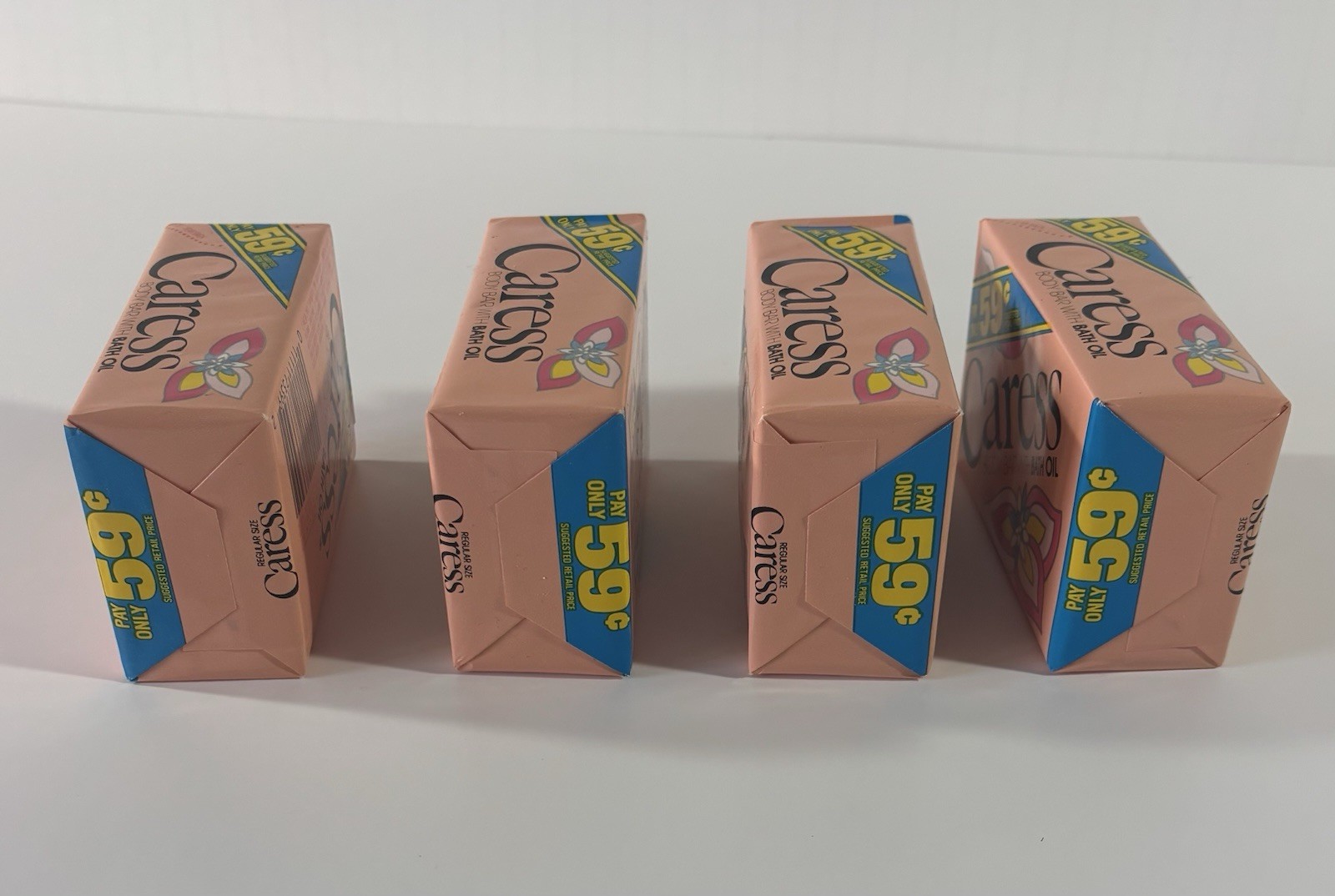 Lot of 4 VTG Sealed Old Stock Peach Caress body bar With bath oil 3.5oz Bar Soap