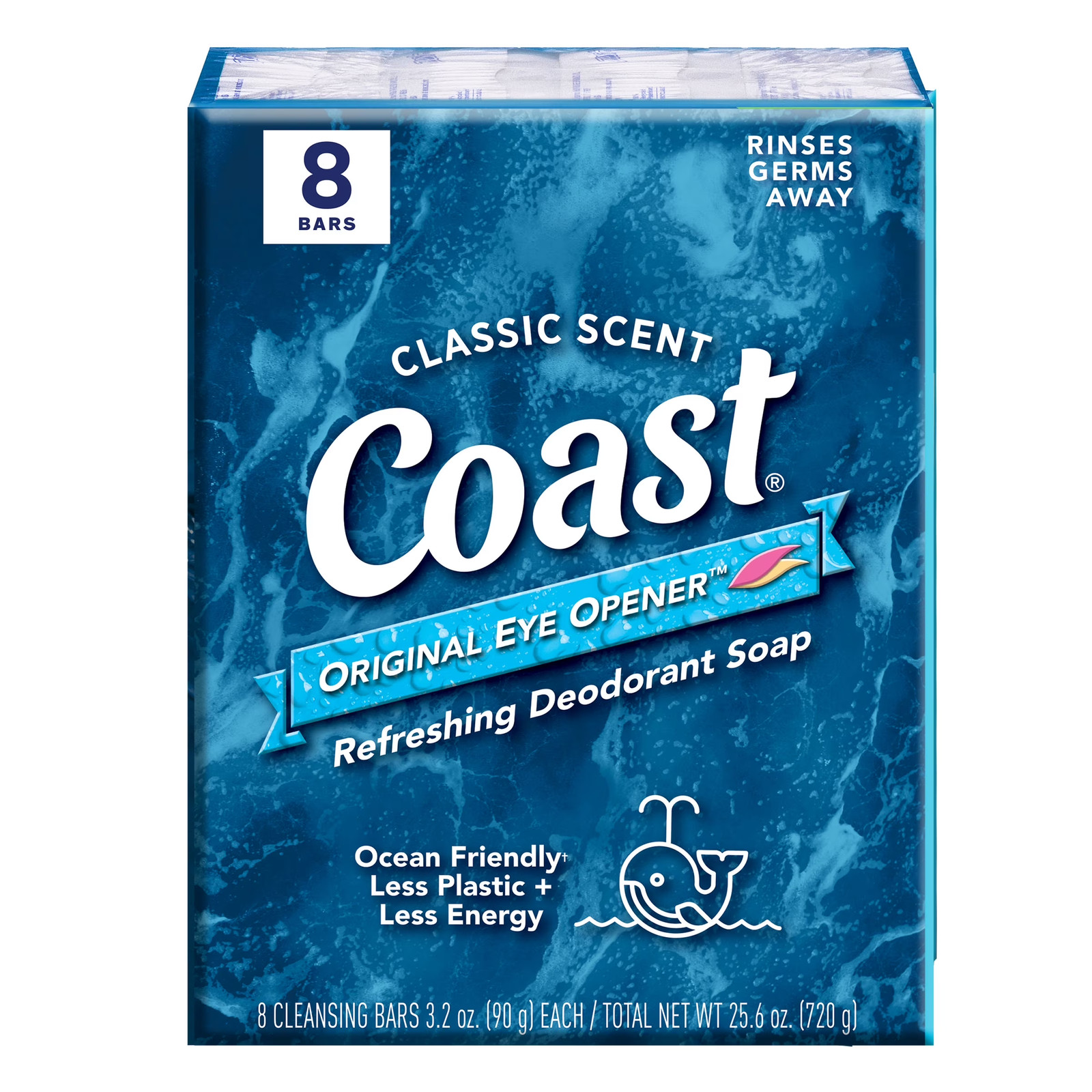 Coast Refreshing Deodorant Bar Soap, for All Skin Types, Classic Scent, 3.2 oz