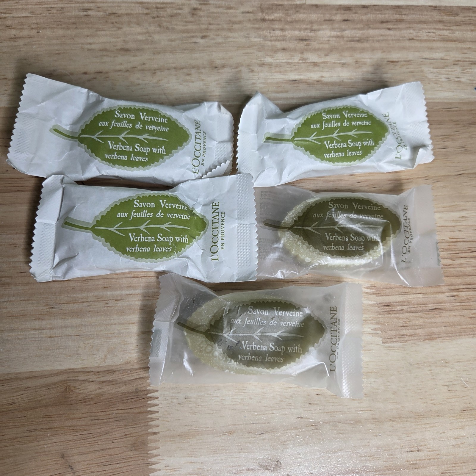 L’Occitane Verbena Leaf Soap 25g 0.88 oz Set of 5 New Travel Size Leaves