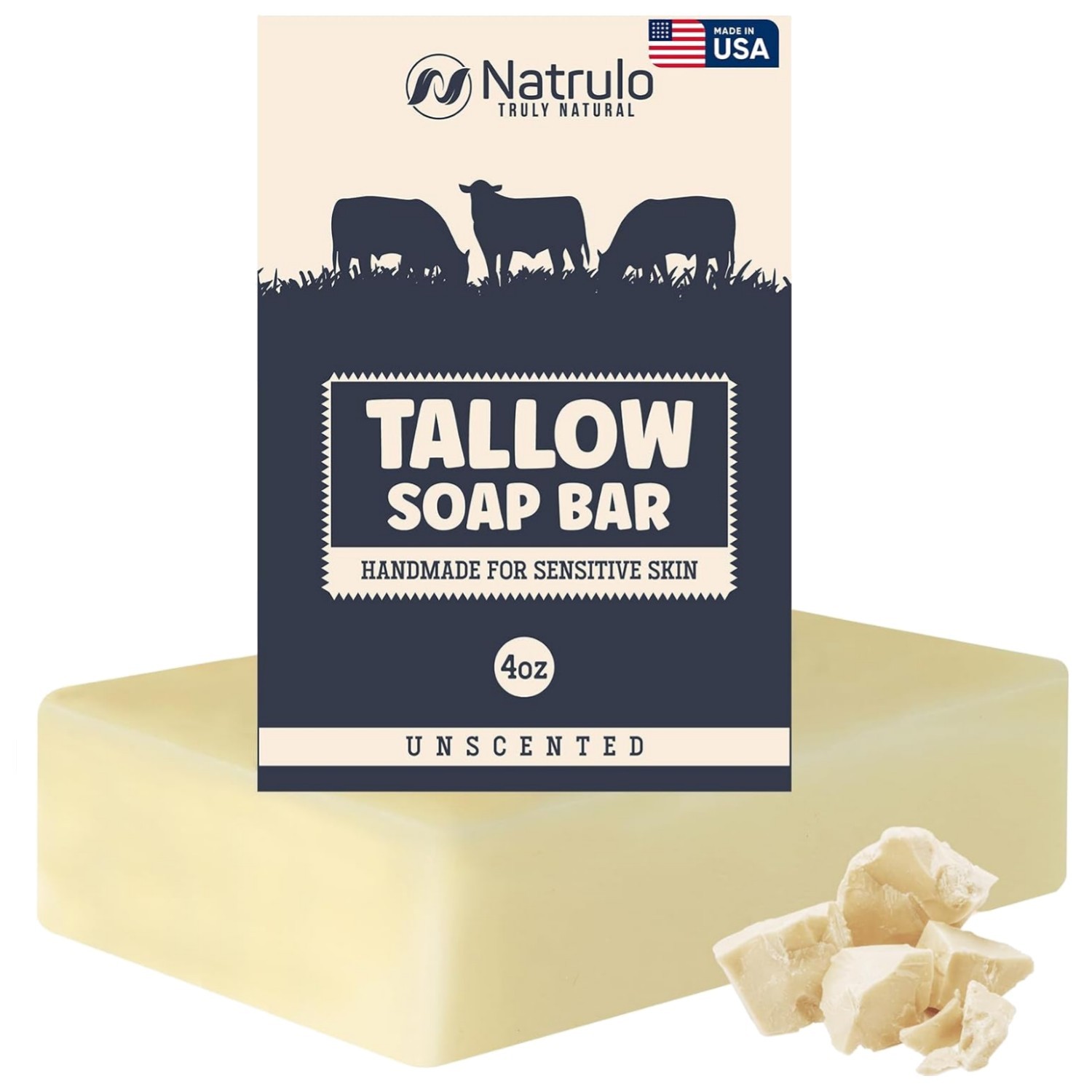 Handcrafted Unscented Beef Tallow Soap Bar – Ideal for Eczema & Sensitive Skin