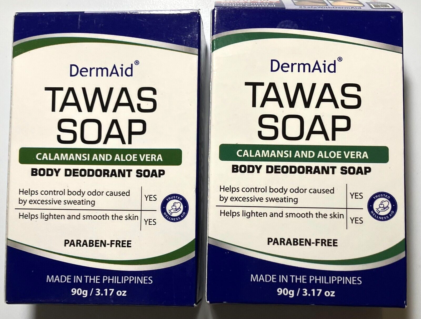 DermAid Tawas Soap Calamansi and Aloe Vera Body Deodorant Paraben-Free Lot of 2
