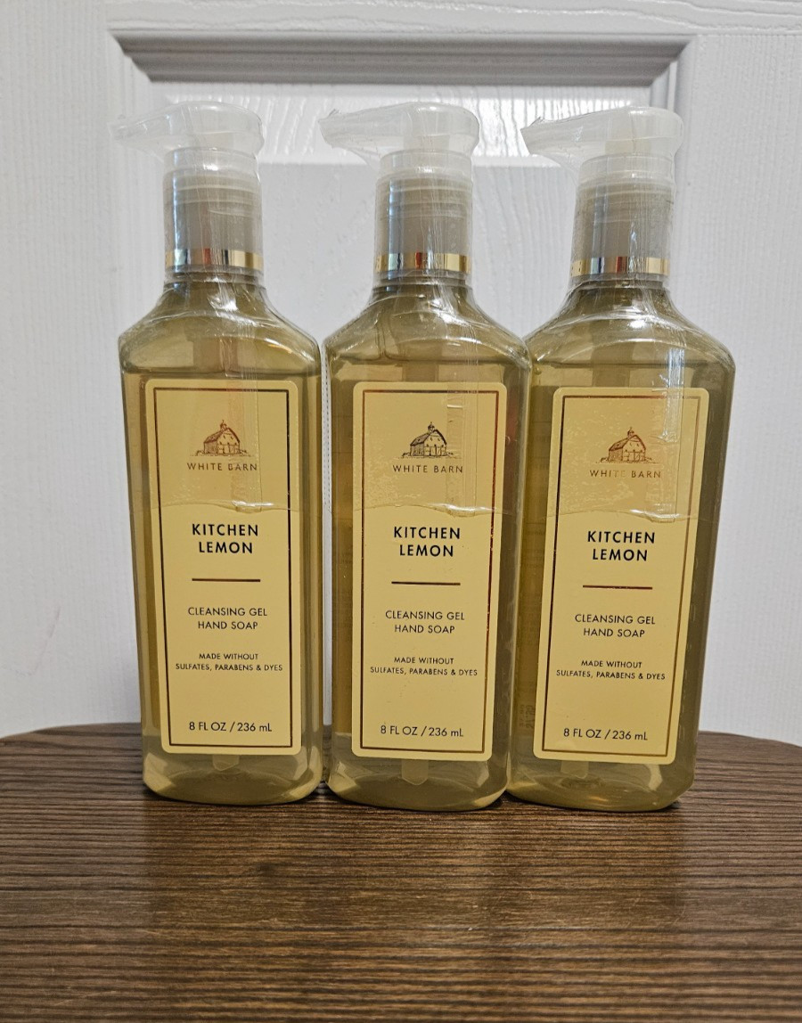 3-Pack Bath & Body Works KITCHEN LEMON Cleansing Gentle Gel Hand Soap 8 fl.oz Ne