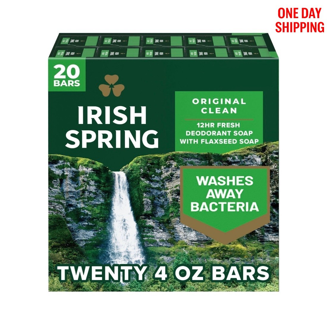 Irish Spring Bar Soap Original Clean 4oz 20 Pack Refreshing Deodorant