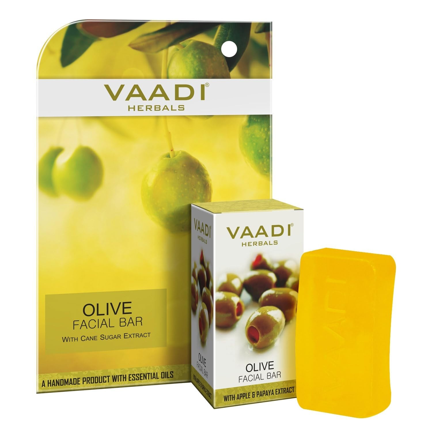 Vaadi Herbals Value Olive Facial Bars with Cane Sugar Extract, 25gm x 4