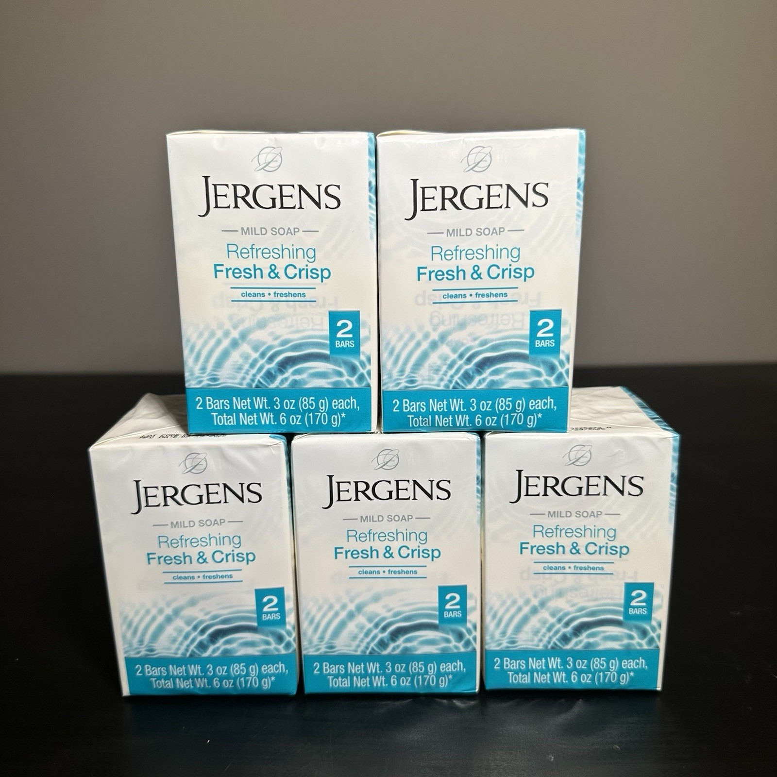5x Lot Jergens Fresh & Crisp Mild Soap 10 Bars Total New Sealed