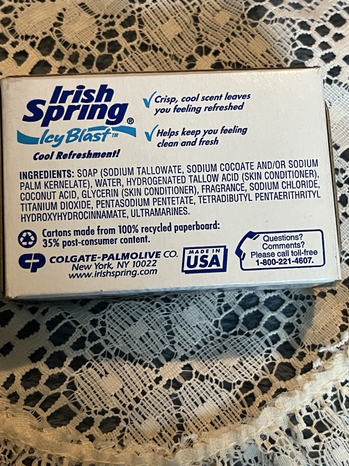 Irish Spring Icy Blast Deodorant Soap Bar, Cool Refreshment Travel Size 2.5 oz